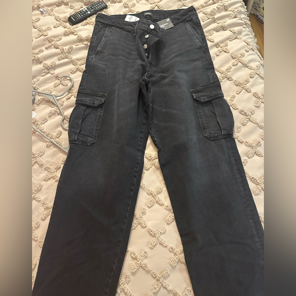 Express Dark Gray Relaxed Straight Pants